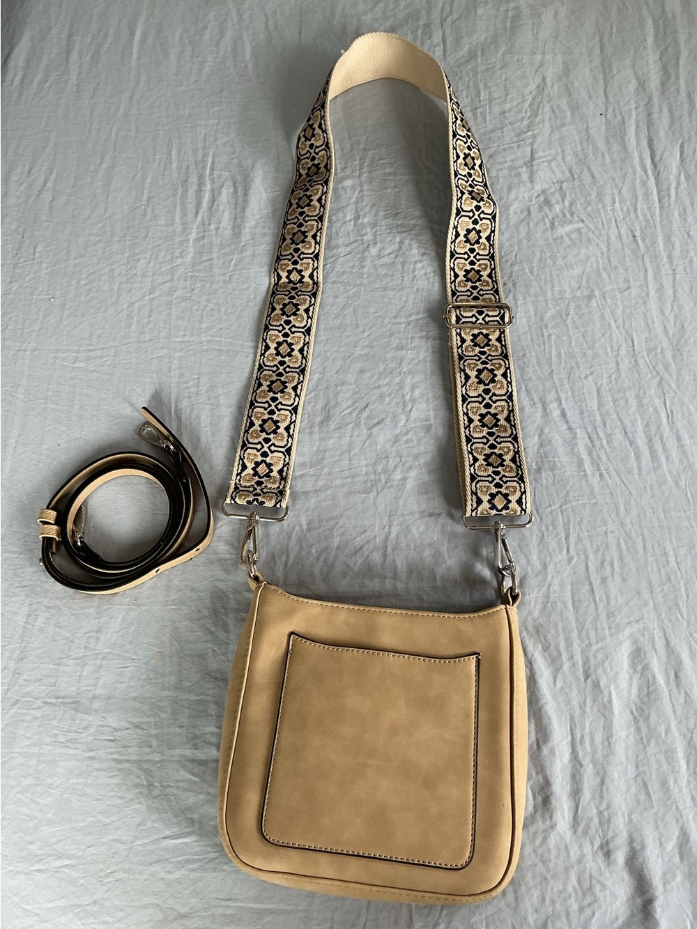 K. Carroll Faux Suede Crossbody Bag with 2 Straps